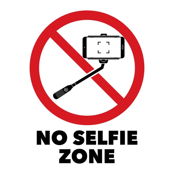 Kein Selfie-Stick verbietet Schilder ohne Selfie-Zone. Vektor Illustration isoliert verbieten Zeichen auf weißem Hintergrund. — Stockvektor
