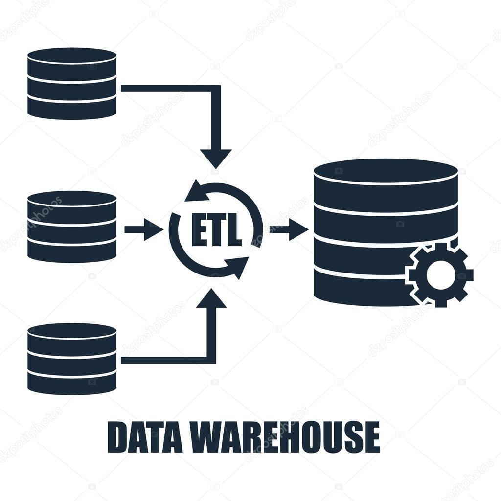 Data Warehouse architecture environment design. Vector illustration technology solution tend concept design.