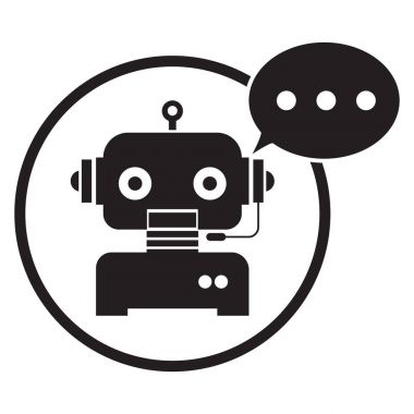 Beyaz zemin üzerine sohbet etmek hareket eden logo tasarımı. Vektör çizim Chatbots AI yapay zeka teknoloji kavramı. 