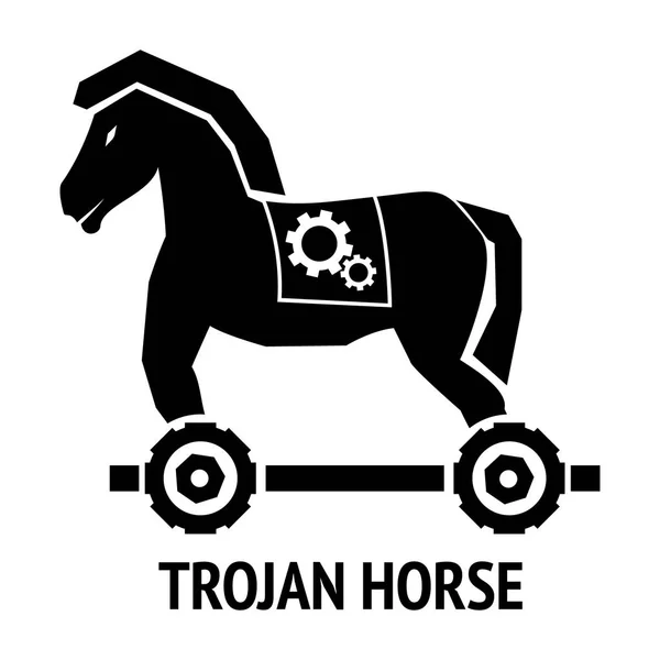 Trojan horse malware virus ordenador signo aislado sobre fondo blanco. Ilustración vectorial cibercrimen concepto de seguridad en línea . — Vector de stock