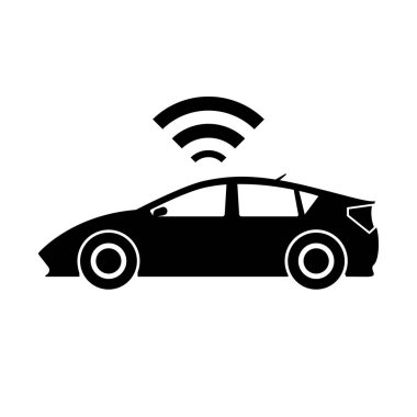 Akıllı otomobil Sürücüsüz araç teknolojisi otonom araç sistemi yeteneği işareti ve sembolü çok eğilim. Vektör çizim şey Internet teknoloji.