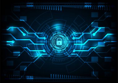 Kötü amaçlı yazılım Ransomware virüs dosyaları ve gösteri anahtar asma kilit devre hat ve dişli arka plan şifreli. Vektör çizim siber suçlar ve siber güvenlik kavramı.