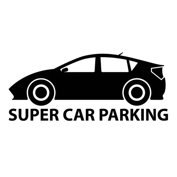 Sinal de estacionamento super carro em preto e branco. Sinal e símbolo da ilustração vetorial . —  Vetores de Stock
