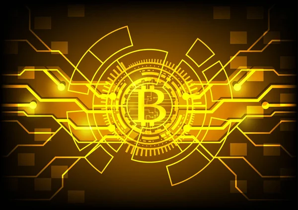 Absztrakt technológia bitcoins logó arany háttér aranyát felszerelés. Vektoros illusztráció bitcoin bányászat internet online technológia koncepció. — Stock Vector