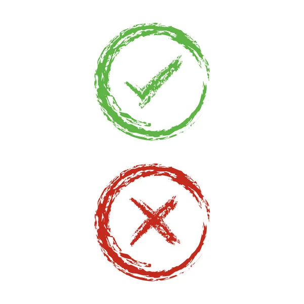 Spuntare il segno di spunta verde e il segno X rosso destro e sbagliato. Illustrazione vettoriale concetto di icona aziendale . — Vettoriale Stock