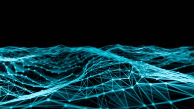 Bulanık Küresel Dijital Ağ, soyut arkaplan. Ağ iletişiminin kablo çerçevesi. Moleküler çokgen şekillerin dijital konsepti.