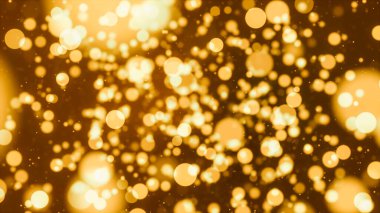 Altın Noel ışıkları. Odaklanmamış parıltılı ışıklar koyu altın ve siyah renklerde arka planda. Noel 'in yumuşak Bokeh arka planı..