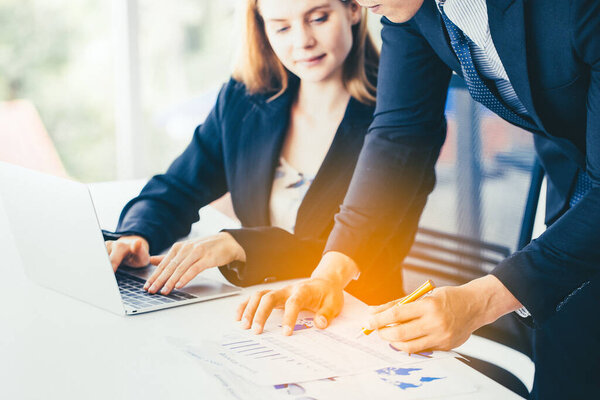 Business People Meeting Design Ideas professional investor working new start up project.Co working conference,Business team present new plan financial graph data.Start up project Concept.