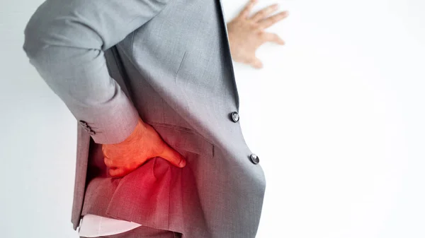 Posture Concept Businessman Suffering Back Pain While Working Back Pain — Stock Photo, Image