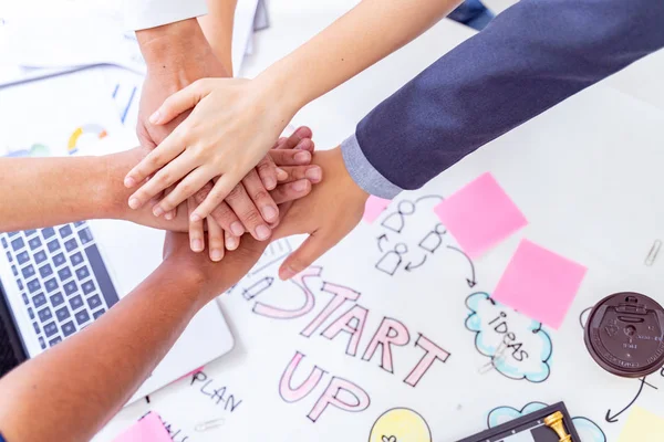 Trabajo Equipo Asociación Conexión Social Los Negocios Unen Mano Concept — Foto de Stock