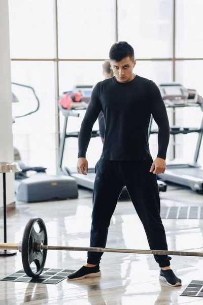 Tipo Con Estilo Gimnasio Tira Barra Estilo Vida Saludable Formación — Foto de Stock