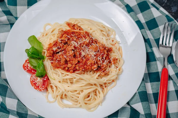 Apetitosa Pasta Italiana Con Carne — Foto de Stock