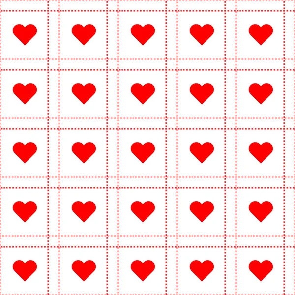 シームレスなベクトルパターン 幾何学的な装飾スタイルの背景テクスチャ 赤いハート — ストックベクタ