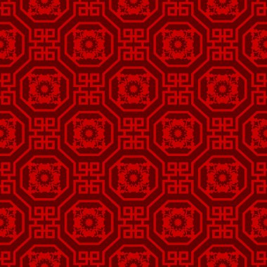 Çin pencere oyma sekizgen sarmal kare desen sorunsuz arka plan görüntüsü.