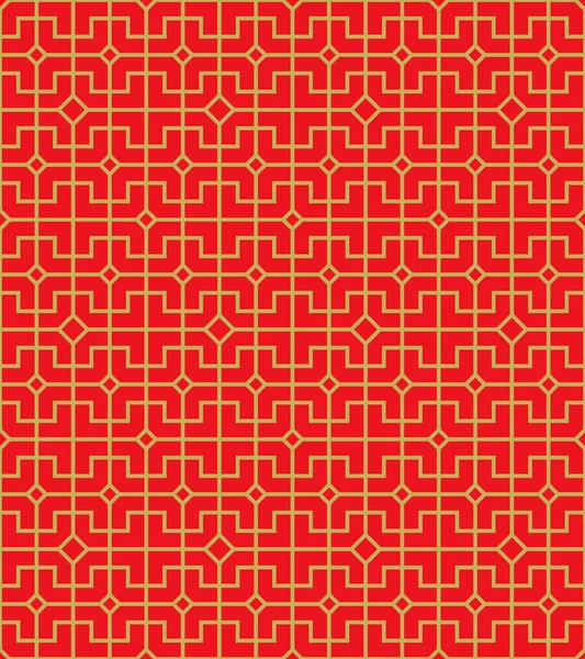 Bezešvé čínské zlaté okno nitku čtvercová kontrola geometrický vzor — Stockový vektor