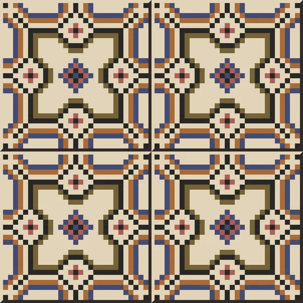 Vintage seamless wall tiles of mosaic square geometry. Moroccan, Portuguese. — Stockový vektor