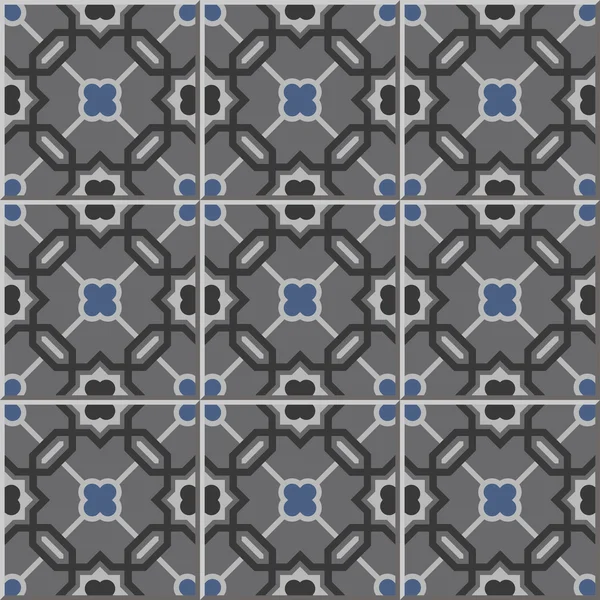 Vintage carreaux muraux sans couture de ton gris étoile géométrie polygone. marocain, portugais . — Image vectorielle