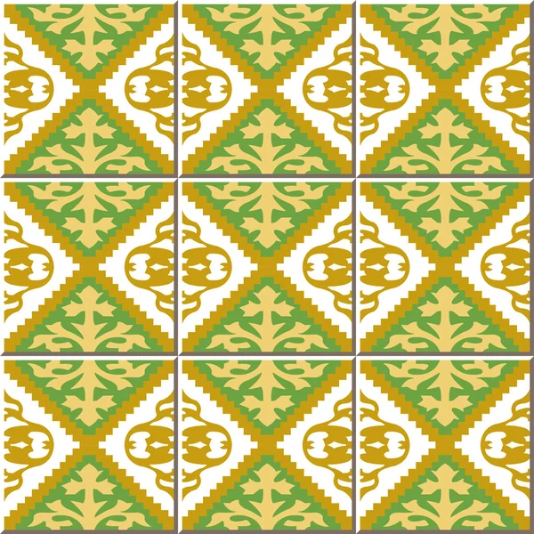 Vintage seamless wall tiles of jagged diamond check. Moroccan, Portuguese. — Wektor stockowy