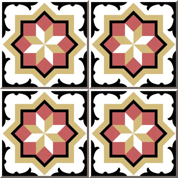 Vintage seamless wall tiles of star cross geometry. Moroccan, Portuguese. — стоковий вектор