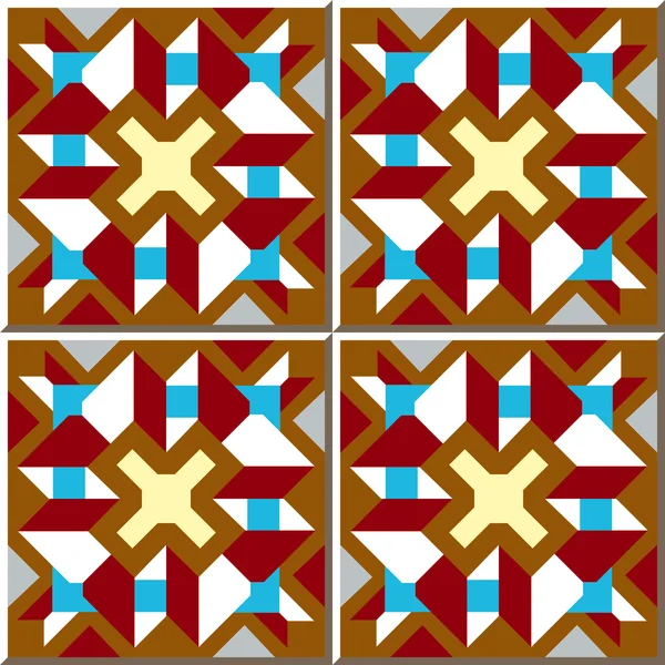 Vintage sömlös väggplattor av geometri Kalejdoskop. Marockansk, portugisiska. — Stock vektor