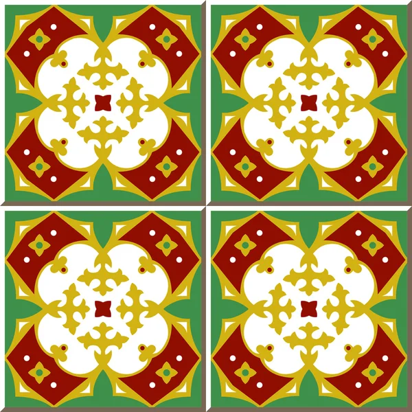Vintage seamless wall tiles of royal cross kaleidoscope. Moroccan, Portuguese. — стоковий вектор