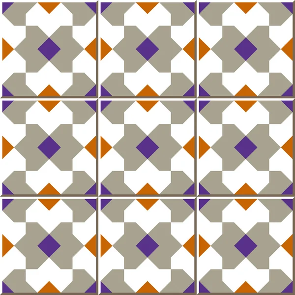 Vintage seamless wall tiles of square geometry. Moroccan, Portuguese. — Stock Vector