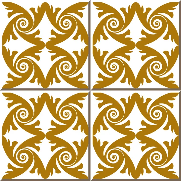 Carreaux muraux vintage sans couture en spirale de plumes d'or. marocain, portugais . — Image vectorielle