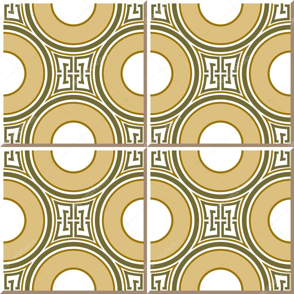 Vintage seamless wall tiles of round geometry. Moroccan, Portuguese.