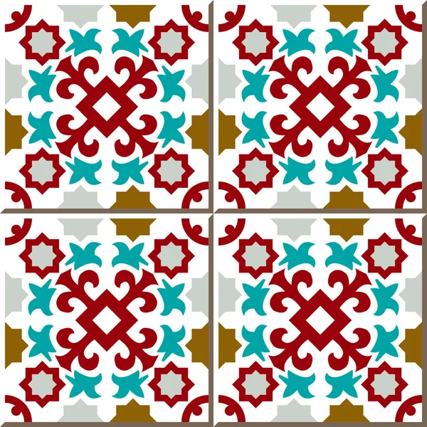 Винтажные бесшовные настенные плитки звездной геометрии, марокканский, португальский . — стоковый вектор