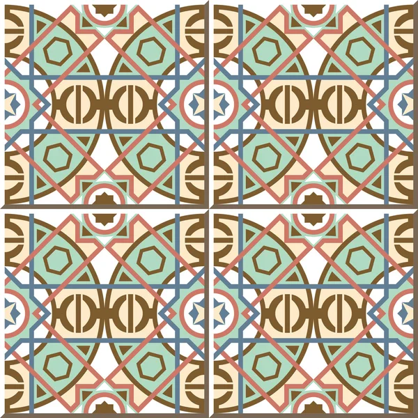Винтажные безseamless плитки стен круглой квадратной линии крест, марокканский, португальский . — стоковый вектор