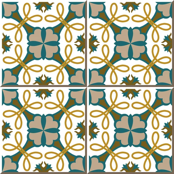 Carreaux muraux vintage sans couture de fleur de ligne ronde, Marocain, Portugais . — Image vectorielle