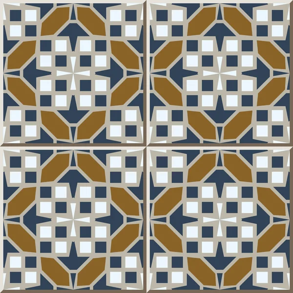 Vintage seamless wall tiles of square cross, Moroccan, Portuguese. — Stock Vector