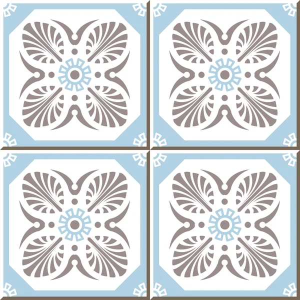 Vintage seamless wall tiles of fan shape cross flower, Moroccan, Portuguese. — Stockový vektor