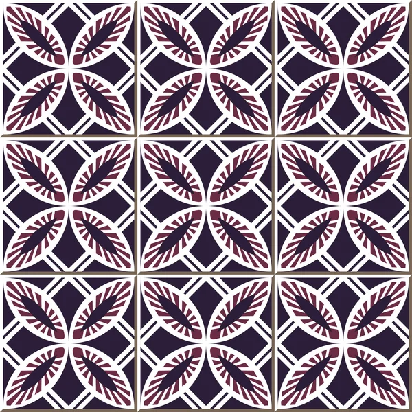 Vintage seamless wall tiles of purple round cross square, Moroccan, Portuguese. — Stock vektor