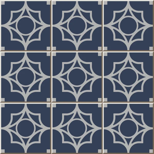 Vintage seamless wall tiles of round cross geometry, Moroccan, Portuguese. — Wektor stockowy
