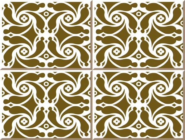 Vintage seamless wall tiles of spiral flower kaleidoscope, Moroccan, Portuguese. — Stockový vektor