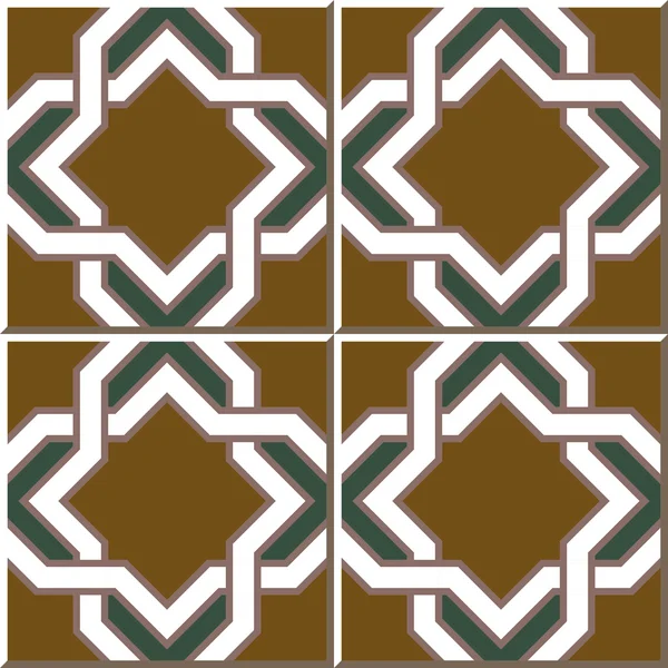 Vintage seamless wall tiles of star cross geometry frame, Moroccan, Portuguese. — Stockový vektor