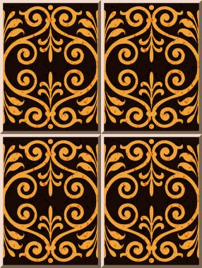 Seramik karo deseni 420 ilkel spiral yuvarlak çapraz yaprak