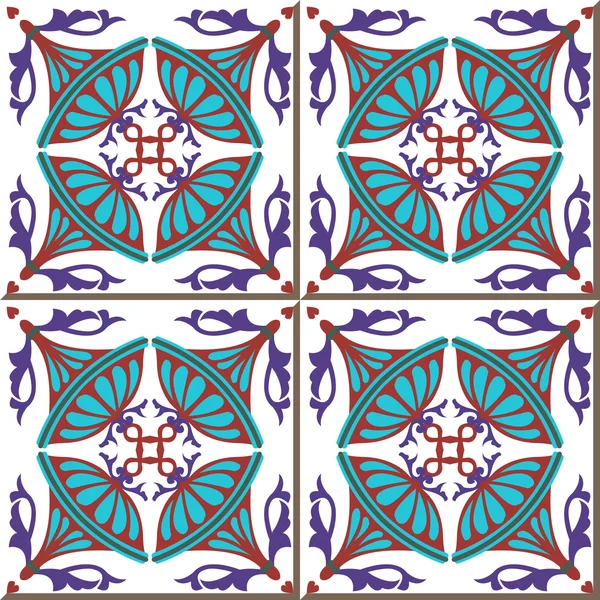 Carreaux muraux vintage sans soudure de géométrie ronde kaléidoscope, Marocain, Portugais . — Image vectorielle