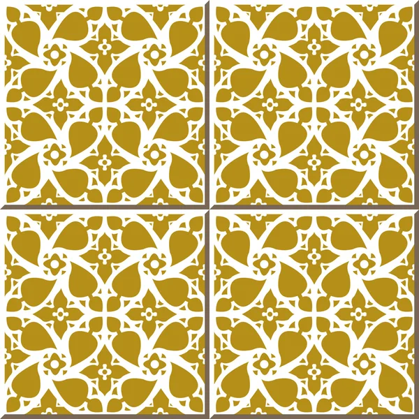 Carreaux muraux vintage sans couture de dentelle spirale fleur jaune, Marocain, Portugais . — Image vectorielle