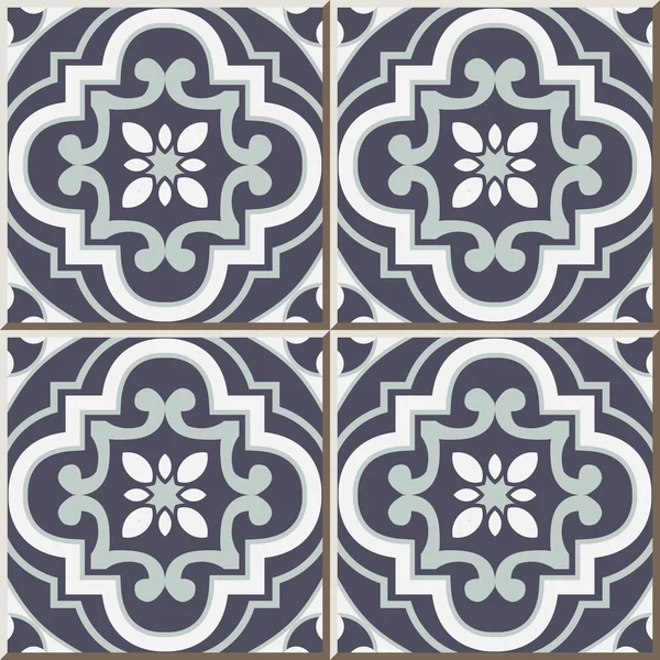 Ceramic tile pattern 307 antique round curve flower kaleidoscope — Stock Vector