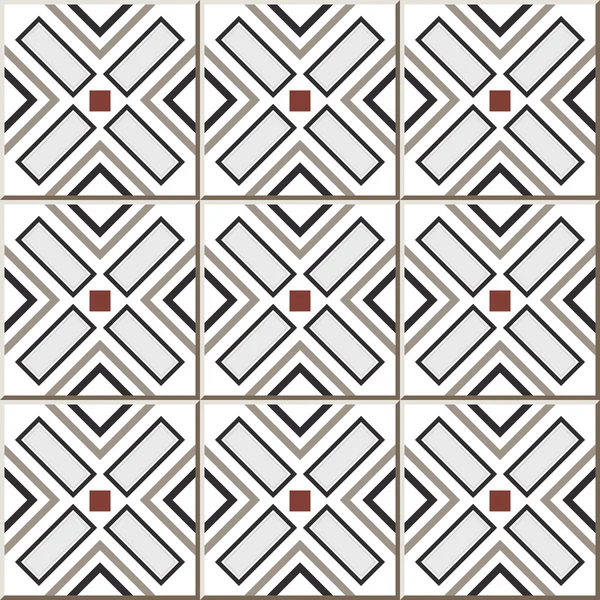 Керамическая плитка 310 проверить квадратный крест геометрии калейдоскоп — стоковый вектор