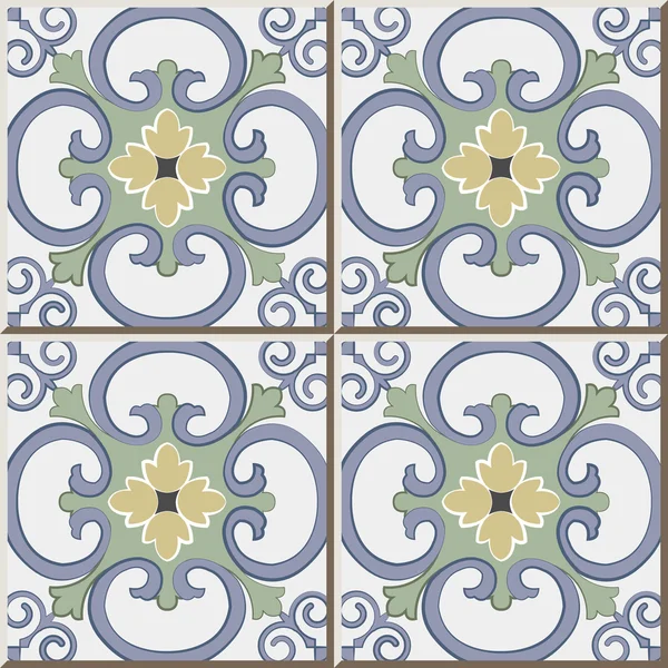 Carreaux de céramique modèle 328 lumière élégante courbe spirale fleur croix — Image vectorielle