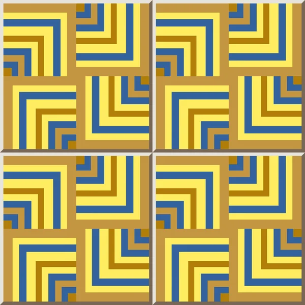 Modello di piastrelle di ceramica 344 geometria a spirale giallo dorato squre line — Vettoriale Stock