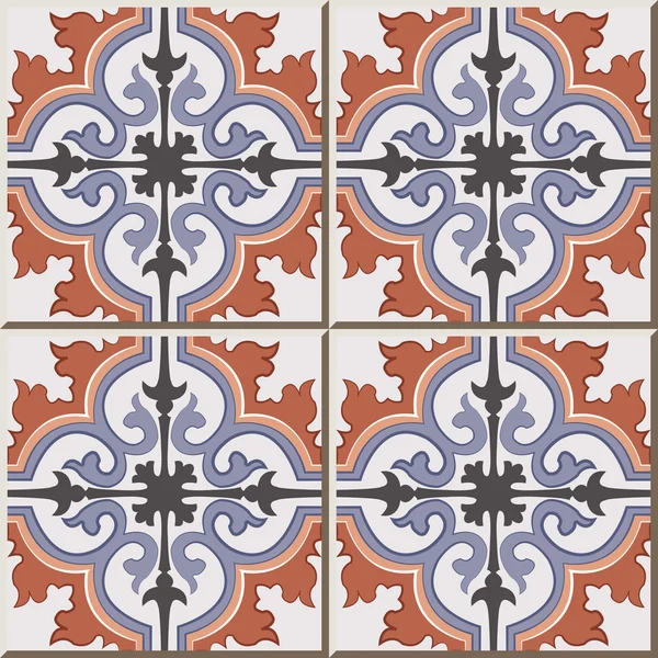 Carreaux de céramique modèle 372 vintage courbe spirale croix kaléidoscope — Image vectorielle