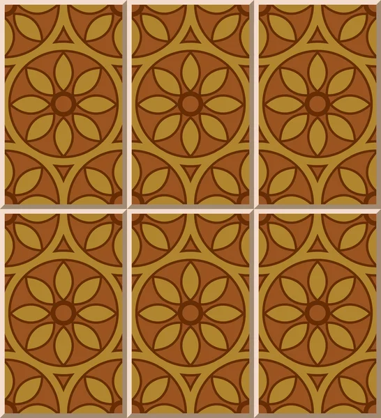 Carreaux de céramique motif 386 brun croix ronde fleur — Image vectorielle