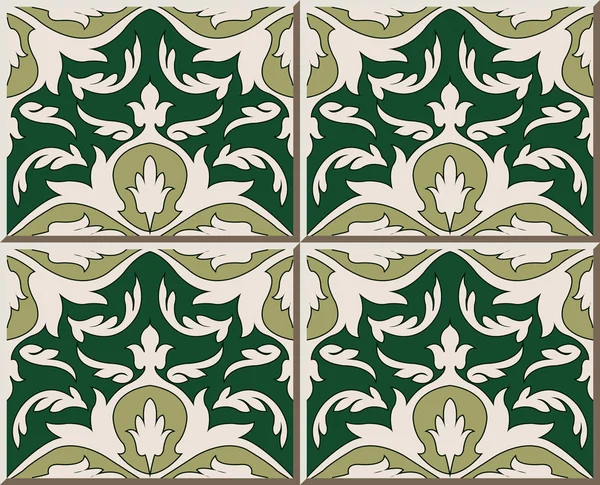 Carreaux de céramique modèle 396 courbe spirale croix jardin feuille verte — Image vectorielle
