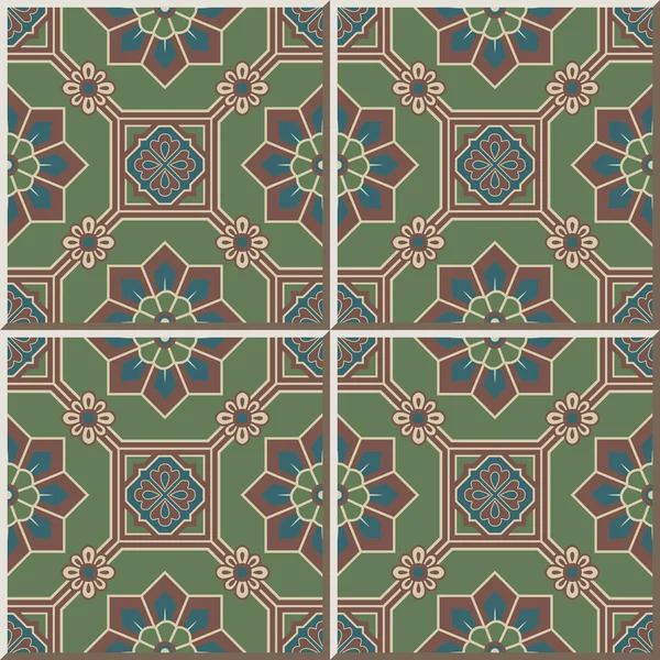 Керамическая плитка узор 414 восточный восьмиугольник квадратная рамка крест цветок — стоковый вектор