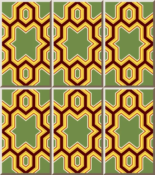 Patrón de baldosas de cerámica 417 geometría poligonal cruz estrella marco — Archivo Imágenes Vectoriales