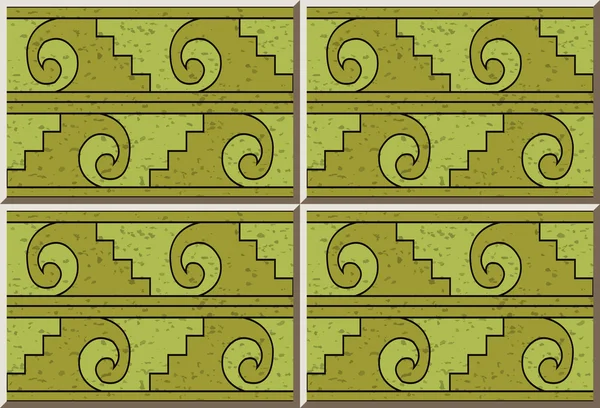 Fliesenmuster aus Keramik 425 primitive grüne spiralförmige Leitergeometrie — Stockvektor